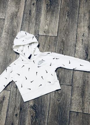 Кроп худі nike swoosh на 8-10 років 128-140 см біла толстовка укорочена кофта