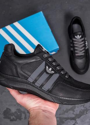 Мужские кожаные кроссовки adidas support black