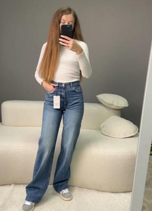 Джинсы zara wide leg, джинсы прямые расширенные зара