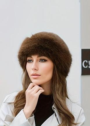 Шапка хутряна коричнева панама капелюх штучне хутро