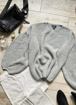 Свободный серый свитер primark с широкими рукавами