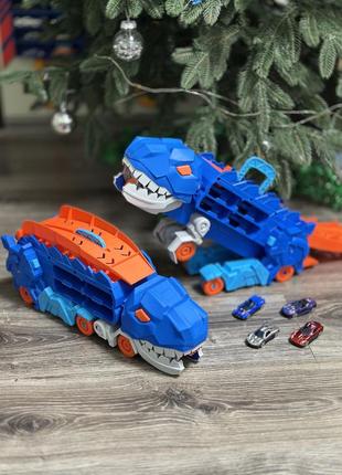 Динозавр трансформер автотрек гараж трейлер для hot wheels