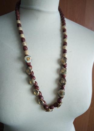 Шикарные длинные бусы на шею- крупное украшение хенд мейд винтаж этно бохо