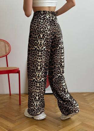 Женские леопардовые брюки джинсы палаццо