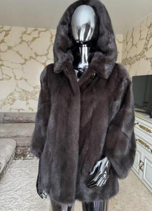 Норковая шуба с капюшоном