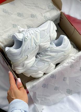 Женские кожаные кроссовки new balance 9060 white