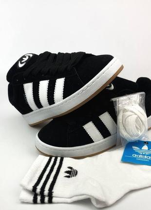 Adidas campus black & white + носки у подарунок5 фото