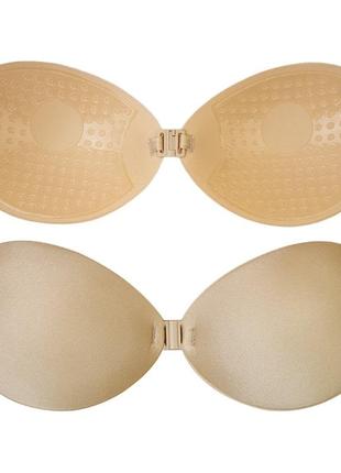 Невидимый силиконовый бюстгальтер fly bra без бретелей круглая форма открытая спина беж размер 75c