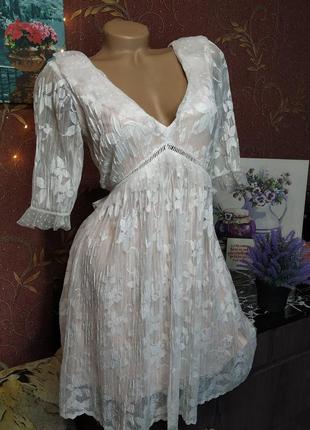 Белое кружевное короткое платье от topshop3 фото
