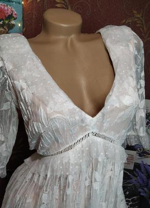 Белое кружевное короткое платье от topshop4 фото