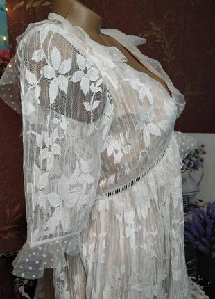 Белое кружевное короткое платье от topshop6 фото