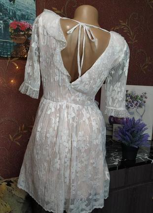 Белое кружевное короткое платье от topshop7 фото