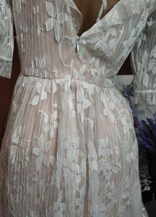 Белое кружевное короткое платье от topshop8 фото