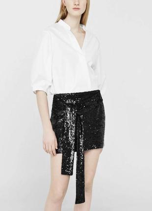 Юбка с пайетками и декоративным бантом/узлом mango