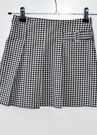 Zara супер стильна спідничка з защипами в клітинку