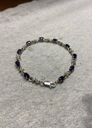 Браслет серебряный с сапфирами