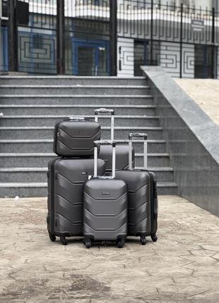 Хс 147 сірий мини ударопрочный unl чемодан дорожный xs на колесах польша ручная кладь 24 литр