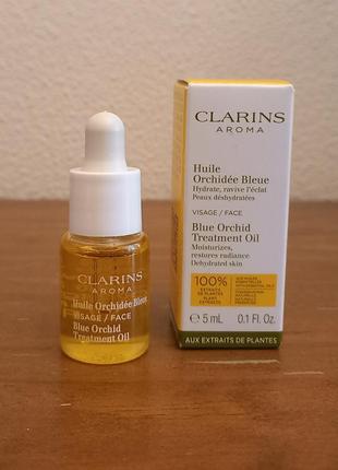 Масло для лица для обезвоженной кожи clarins blue orchid face treatment oil, 5 мл