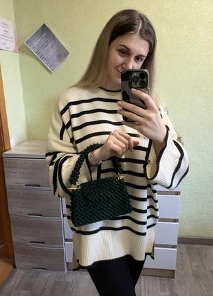 Сумка из изумрудных бархатных бусин