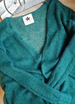 Женская кофта кардиган альпака бутилочного цвета италия размер м/ l