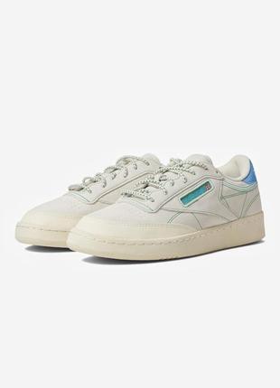 Світлі чоловічі кросівки reebok club c 85 chalk/alabaster/glen green 46-47 розмір