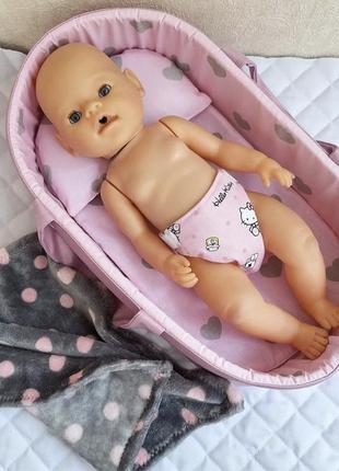 Люлька розовая с сердечками для baby born 42 см беби борн