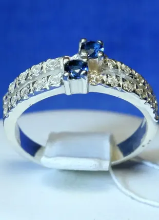 Серебряное кольцо дорожка с синим фианитом кс 828с