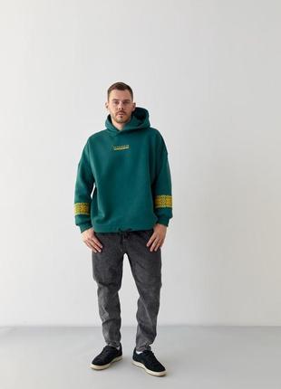 Теплое мужское худи oversize с вышивкой