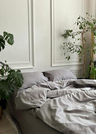 Постельное белье серебряный сатин premium