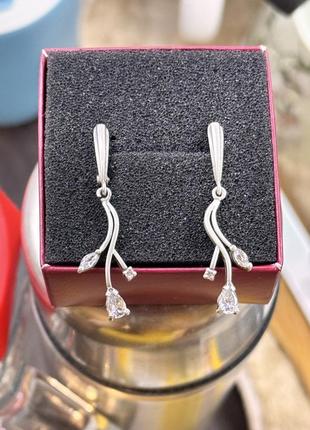 Серьги серебро 925 веточки