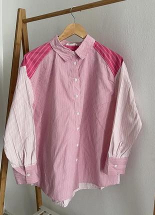 Большая комбинированая стильная рубашка