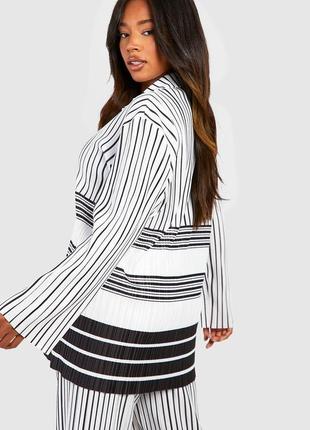 Белая рубашка плиссе. плиссированная рубашка в полоску2 фото