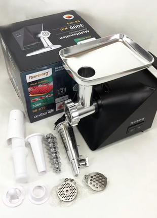 Електрична м'ясорубка шнекова rainberg rb-679 із соковижималкою 3000w.о+