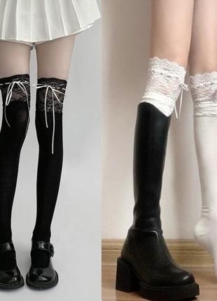 Чулки с кружевом и лентой 2 цвета jk lolita