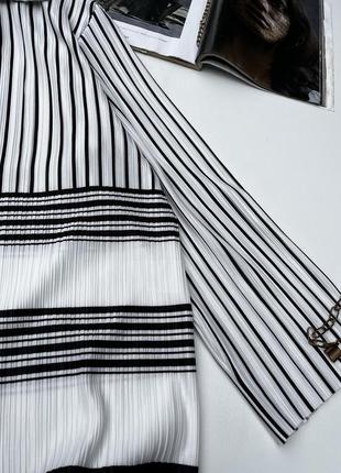 Белая рубашка плиссе. плиссированная рубашка в полоску6 фото