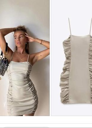 Zara xs, платье экокожа
