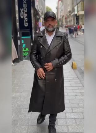 Мужской кожаный тренч под кожу крокодила,плащ.турция