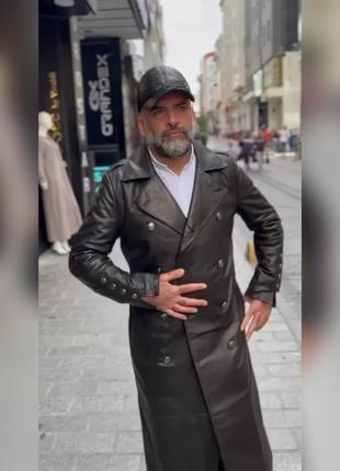 Мужской кожаный тренч под кожу крокодила,плащ.турция2 фото