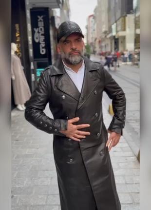 Мужской кожаный тренч под кожу крокодила,плащ.турция3 фото