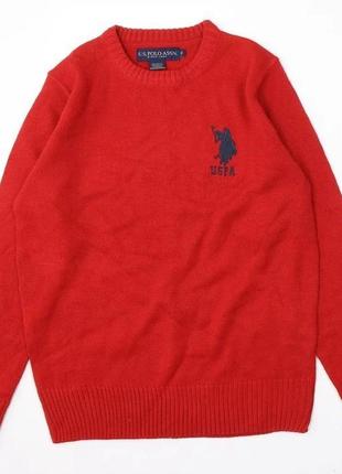 Шикарный акриловый свитер красного цвета u. s. polo assn made in bangladesh
