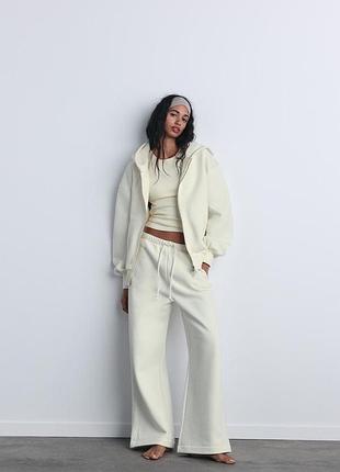 Костюм zara, білий костюм zara, костюм з широкими штанами zara