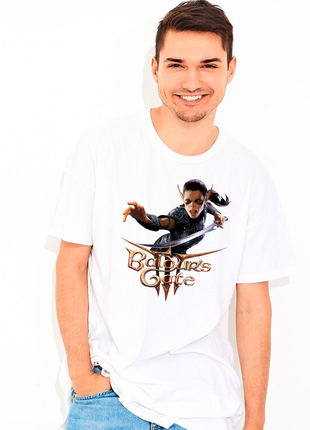 Футболка з оригінальним принтом для ігромана games "baldur's gate 3" push it