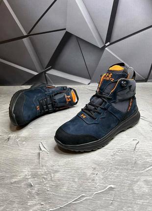 Зимові черевики valsetz на шнурівці, мужские высокие зимние ботинки в темно синем цвете