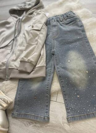 Джинси палаццо із стразами