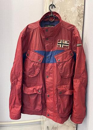 Рідкісна червоно-синя куртка napapijri вітровка в стилі ваксована куртка