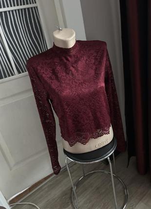 Топ гипюр кружево марсала