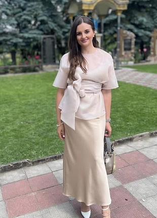 Сукня беж і блуза органза 2