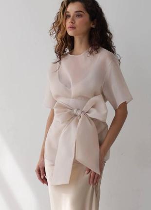 Сукня беж і блуза органза 4