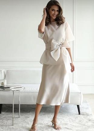 Сукня беж і блуза органза 5