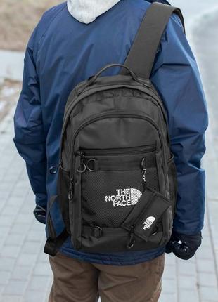Рюкзак the north face чорний тканинний з гаманцем на карабіні на 21 літр